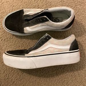 Black Platform Vans w/ Pink & White Checkers, Women’s Size 6